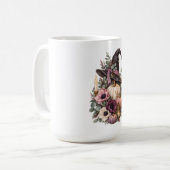 Elegant Witch Hat with Floral Pumpkins コーヒーマグカップ (正面左)