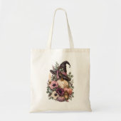 Elegant Witch Hat with Floral Pumpkins トートバッグ (正面)