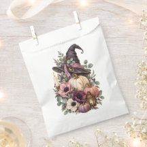 Elegant Witch Hat with Floral Pumpkins