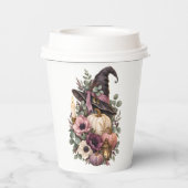 Elegant Witch Hat with Floral Pumpkins 紙コップ (裏面)
