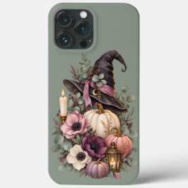 Elegant Witch Hat with Floral Pumpkins iPhone 13 Pro Maxケース