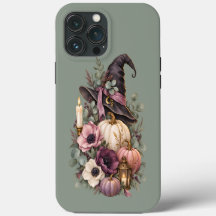 Elegant Witch Hat with Floral Pumpkins