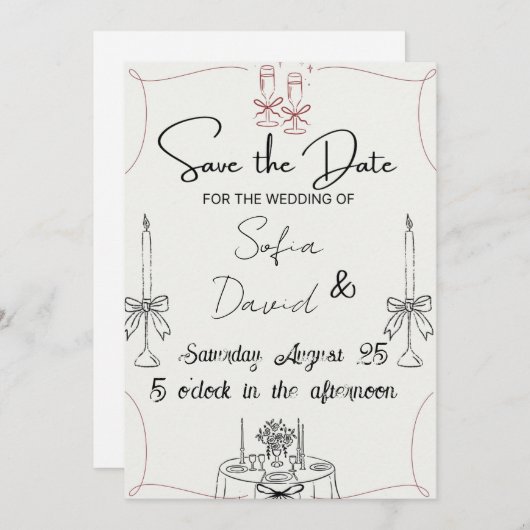 Elegant with Candles, Impress Everyone wedding 招待状 (正面/裏面)