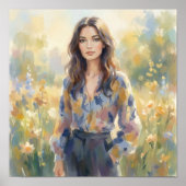 Elegant Woman Impressionist Style Art  ポスター (正面)
