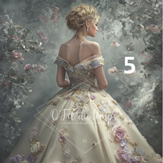 Elegant Woman in Opulent Ball Gown  薄葉紙