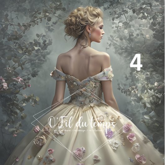 Elegant Woman in Opulent Ball Gown  薄葉紙