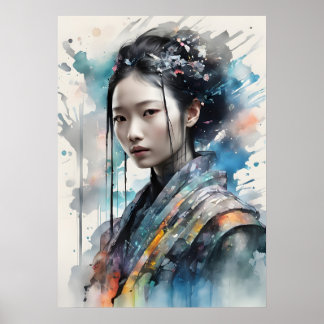 Elegant Woman in Vibrant Attire Poster ポスター