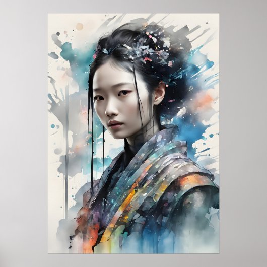 Elegant Woman in Vibrant Attire Poster ポスター (正面)