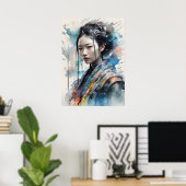 Elegant Woman in Vibrant Attire Poster ポスター (ホームオフィス)