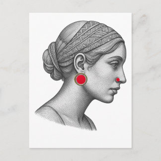 Elegant Woman Portrait with Red Accents  ポストカード