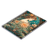 Elegant Woman with Flowing Hair and Soft Flowers ノートブック (左側)