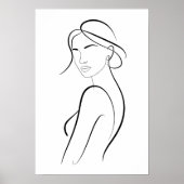 Elegant Woman with Hat Minimalist Line Art ポスター (正面)