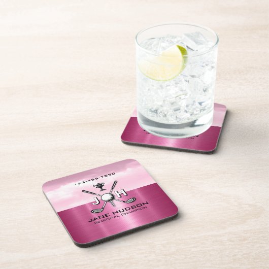 Elegant Women Custom Golf Monogram Design コースター (右側)