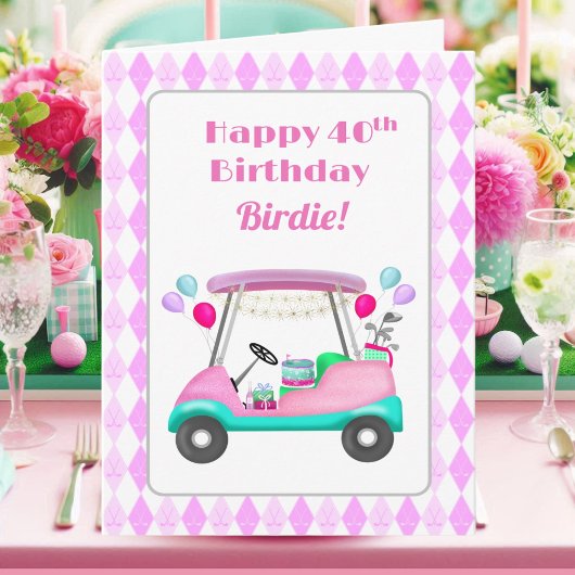 Elegant Women's Golf Party Cart 40th Birthday   カード