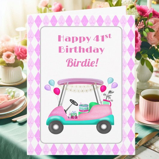 Elegant Women's Golf Party Cart 41st Birthday   カード