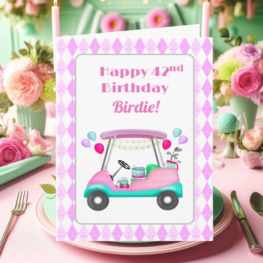 Elegant Women's Golf Party Cart 42nd Birthday   カード