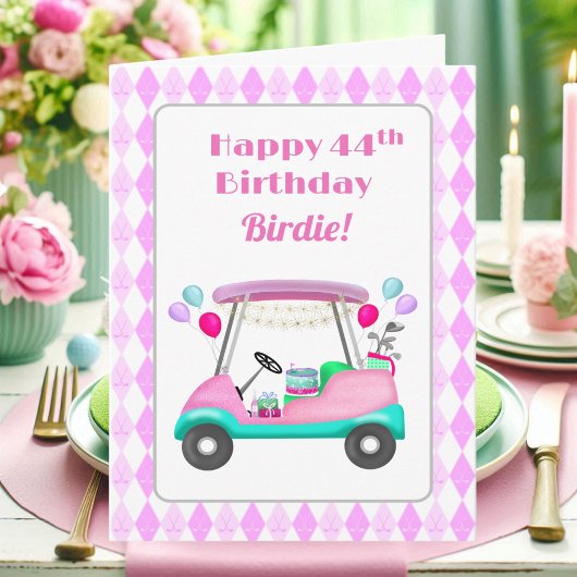 Elegant Women's Golf Party Cart 44th Birthday   カード