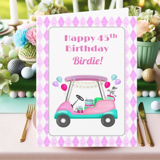 Elegant Women's Golf Party Cart 45th Birthday   カード