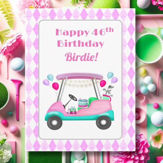 Elegant Women's Golf Party Cart 46th Birthday   カード