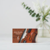 Elegant Wood Grain Violin Violinist 名刺 (スタンド正面)