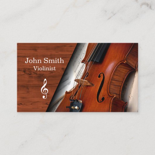 Elegant Wood Grain Violin Violinist 名刺 (正面)