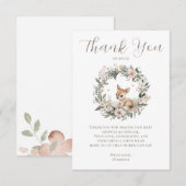 Elegant Woodland Baby Shower Thank You サンキューカード (正面/裏面)
