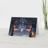 Elegant Woodland Deer Christmas | Forest Scene シーズンカード (正面)