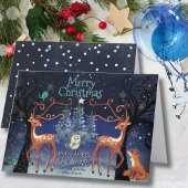 Elegant Woodland Deer Christmas | Forest Scene シーズンカード