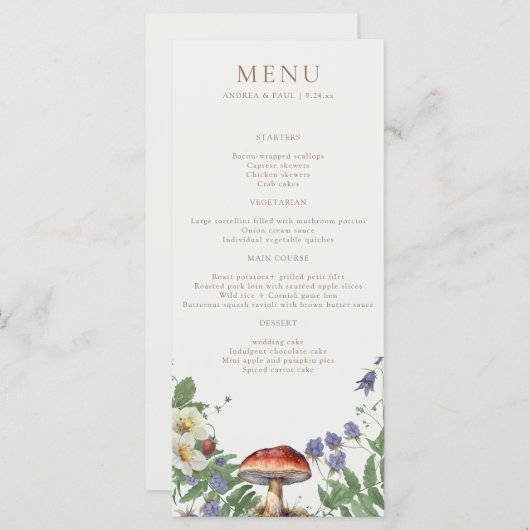 Elegant Woodland | Forest Wedding Menu (正面/裏面)