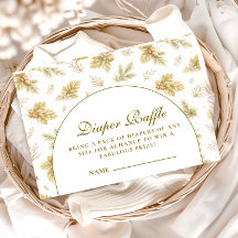 Elegant Woodland Leaves Baby Shower Diapper Raffle