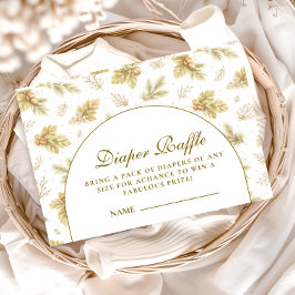 Elegant Woodland Leaves Baby Shower Diapper Raffle エンクロージャーカード