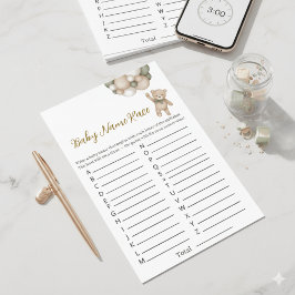 Elegant Woodland Theme Baby Name Race Shower Game チラシ