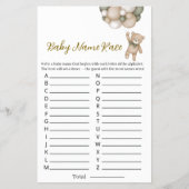 Elegant Woodland Theme Baby Name Race Shower Game チラシ (正面)