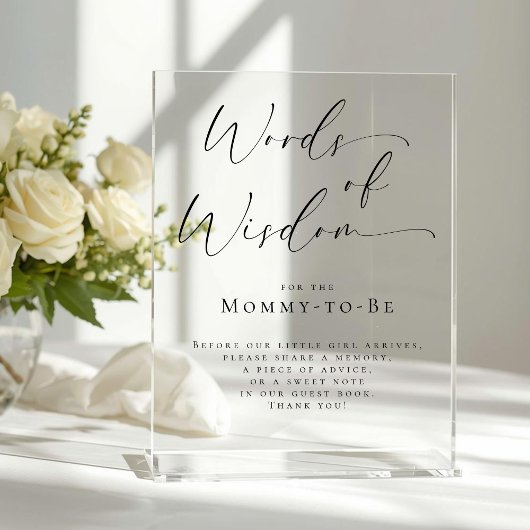 Elegant Words of Wisdom Baby Shower Guest Book  アクリルサイン