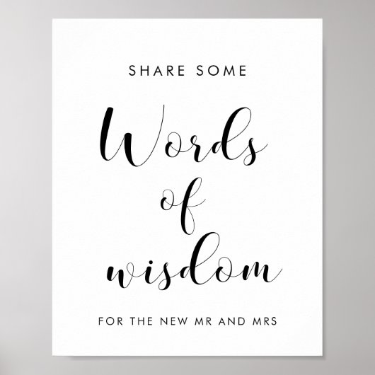 Elegant Words of wisdom wedding sign ポスター (正面)