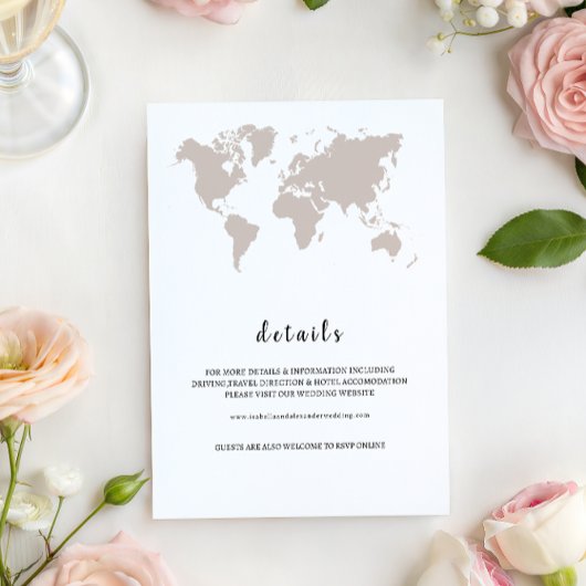 ELEGANT World Map Wedding details 招待状