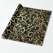 Elegant wrapping paper with a black background ラッピングペーパー (アンロールド)