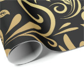 Elegant wrapping paper with a black background ラッピングペーパー (ロールコーナー)