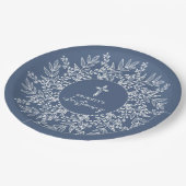 Elegant Wreath and Cross Blue Boy Christening ペーパープレート (アングル)