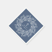 Elegant Wreath and Cross Blue Boy First Communion スタンダードカクテルナプキン (角)