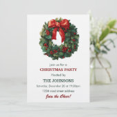 Elegant Wreath Christmas Party Invitation 招待状 (スタンド正面)