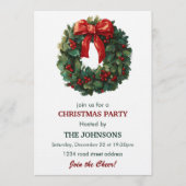 Elegant Wreath Christmas Party Invitation 招待状 (正面)