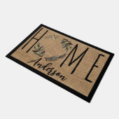 Elegant Wreath Faux Burlap Family Name Doormat ドアマット (アングル)