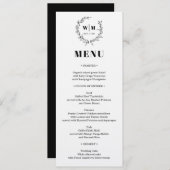 Elegant Wreath Monogram Wedding Menu 招待状 (正面/裏面)