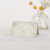 Elegant Write In Ivory Floral Embossed Table プレイスカード (裏面)