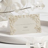 Elegant Write In Ivory Floral Embossed Table プレイスカード