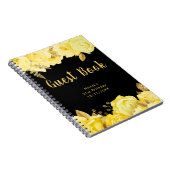 Elegant Yellow and Gold Flower Birthday Guest Book ノートブック (右側)