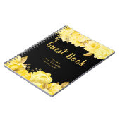 Elegant Yellow and Gold Flower Birthday Guest Book ノートブック (左側)