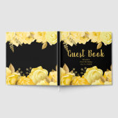 Elegant Yellow and Gold Flowers Birthday Party ゲストブック (全面)