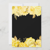 Elegant Yellow and Gold Flowers Birthday Party サンキューカード (裏面)
